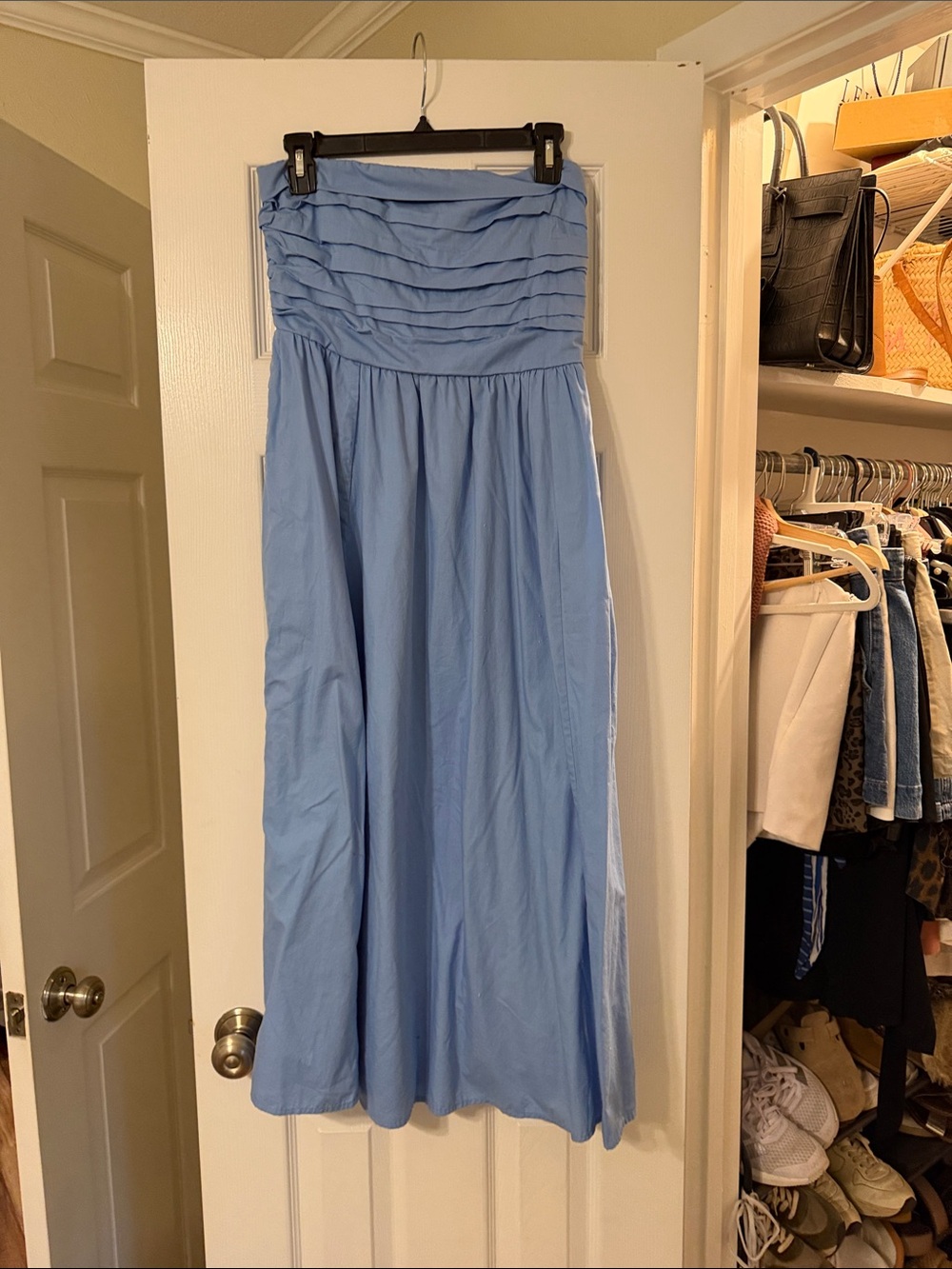 Abercrombie & Fitch Strapless Light Blue Maxi Dress
